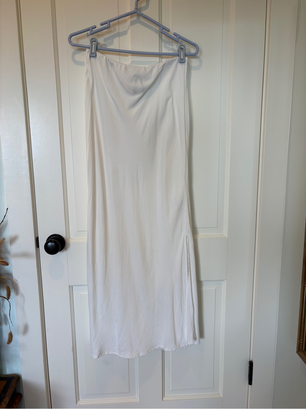 Anthropologie White Slip Midi Skirt